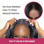 QVR Pre-cut 4x6 HD Lace Closure Human Hair Wig Straight/Body Wave #33 Colored Reddish Brown Wig