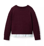 Cable Knit Eyelet Hem Sweater