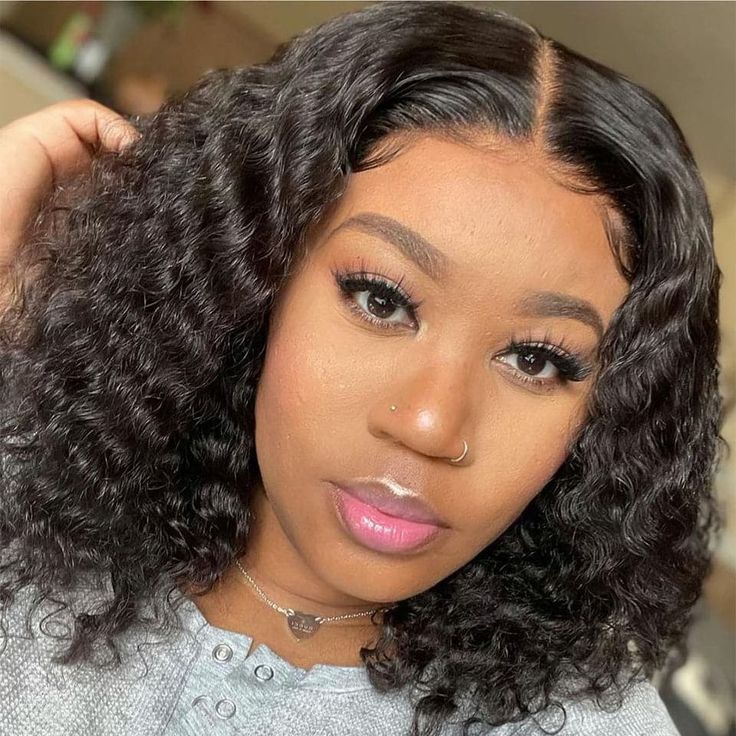 QVR Short Deep Wave Bob Wig 13x4/4x4 Lace Frontal Human Hair Wigs