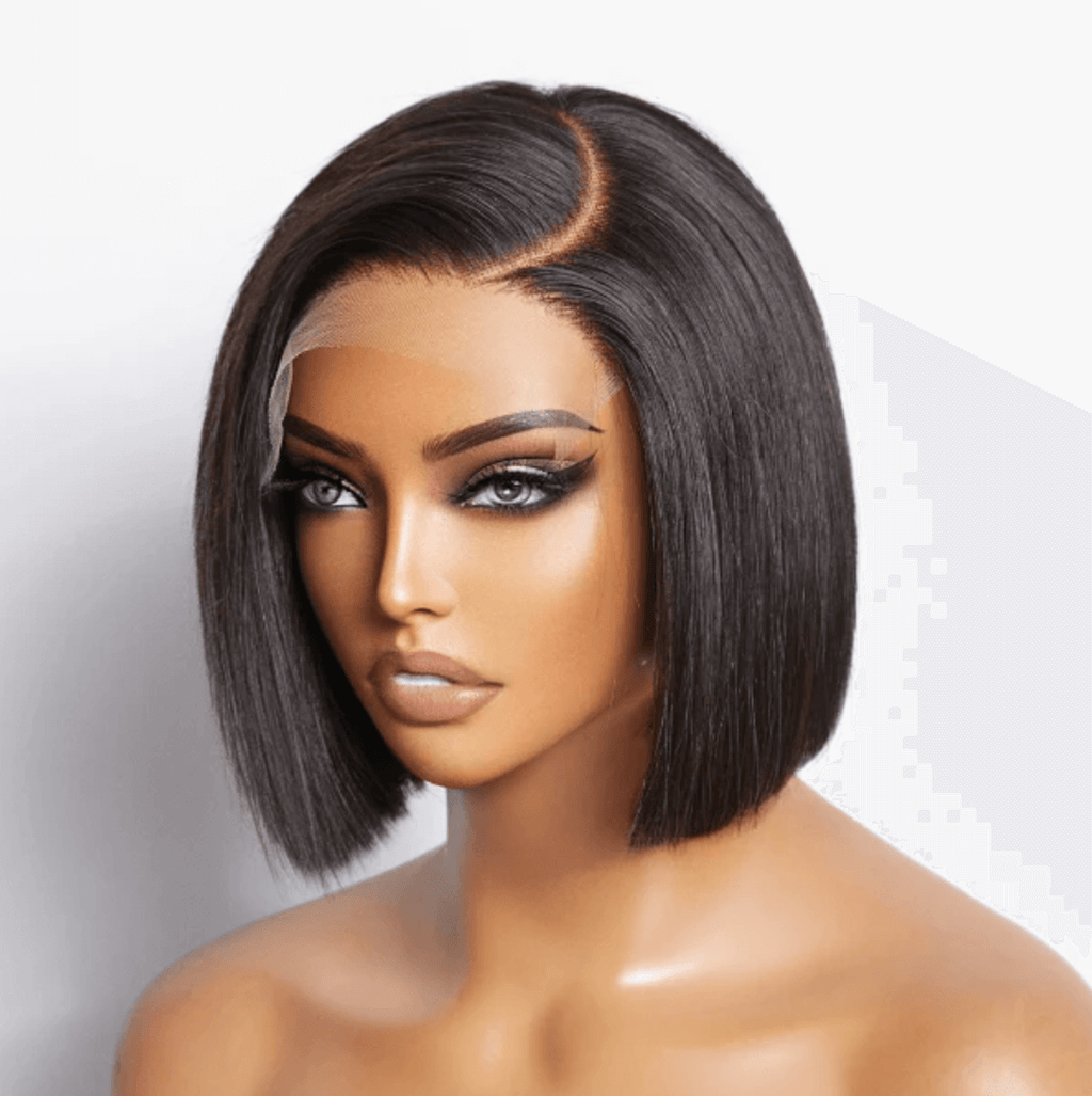 QVR Wear & Go Blunt Cut Straight Bob Minimalist HD Lace Glueless C Part Wig