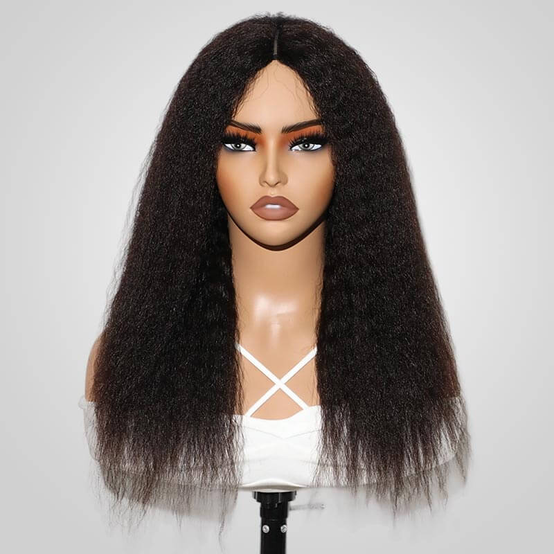 QVR Twist Curly V Part Wigs No Leave Out Human Hair Wig Beginner Friendly