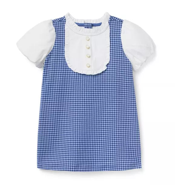 Houndstooth Puff Sleeve Dress