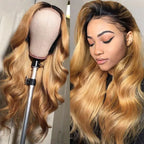 QVR Glueless Pre-cut Ombre Color 4x6 HD Lace Closure Wigs Straight/Body Wave Human Hair Wig