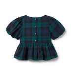 Tartan Peplum Bow Top