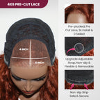 QVR Pre-cut 4x6 HD Lace Closure Human Hair Wig Straight/Body Wave #33 Colored Reddish Brown Wig