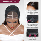 QVR Glueless Pre-cut 4x6 HD Lace Closure Human Hair Short Bob Wigs Body Wave Wear and Go Wigs
