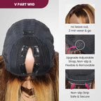 QVR Highlight Straight V Part Human Hair Wig P1B/30/27 Color Human Hair Wigs