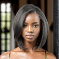 QVR Salt & Pepper Side Part Short Bob Wig Glueless 5X5 Lace Closure Wig