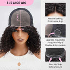 QVR Glueless Brown Highlight Short Bob Wig Deep Wave 5x5 Pre-cut Lace Closure Human Hair Wigs