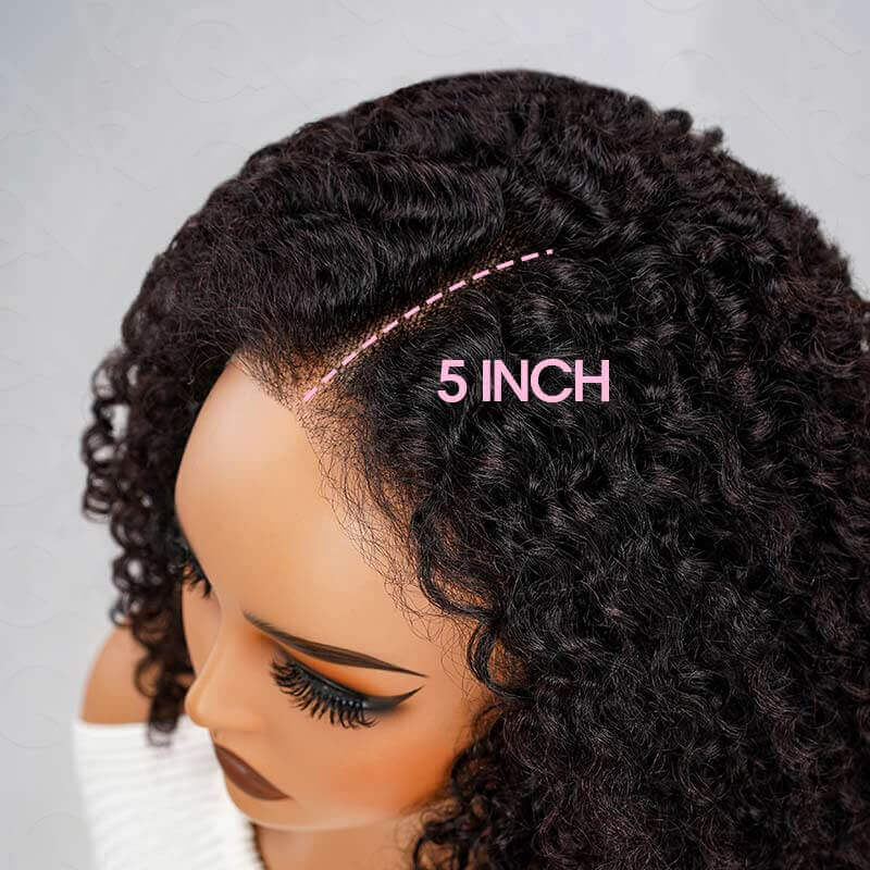 QVR Glueless Kinky Curly 5x5 Lace Closure Wig Ready to Go Soft Short Bob Wigs