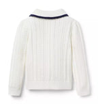 Pointelle Scalloped Trim Cardigan