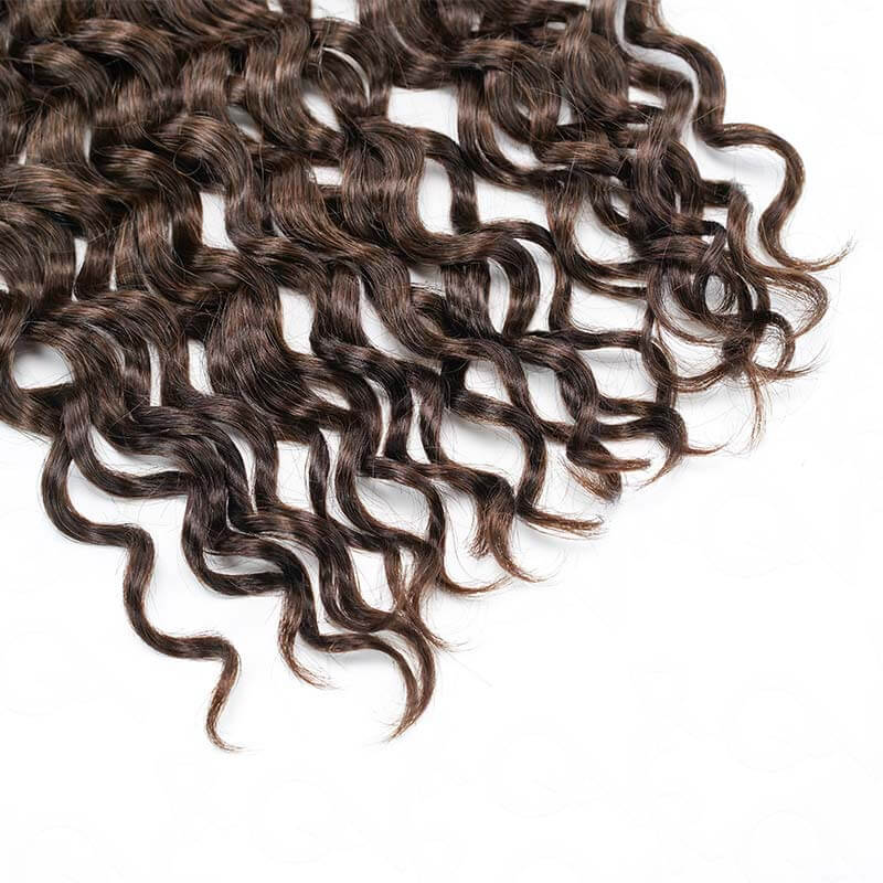 QVR Ombre Brown #T1B/4 Human Crochet Hair Water Wave Machine Made Feather Crochet Hairstyle