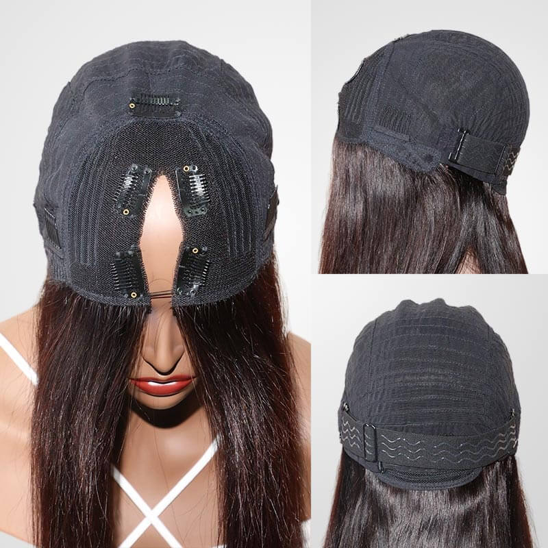 QVR Highlight V Part Wig Piano #4/27 Color Virgin Human Hair Soft Silky Straight Wigs