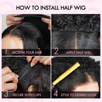 QVR Glueless Ombre Brown Twist Curly Half Wig with Black Roots 250% Density Human Hair Wig #T1B/30 Wear Go Flip Over Wig