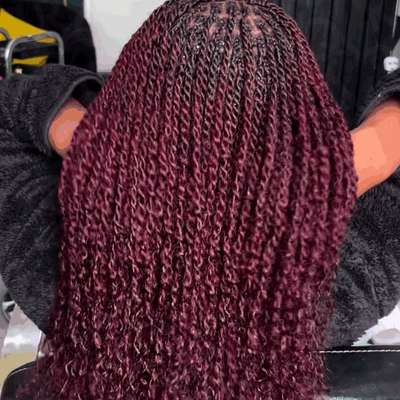 QVR Affordable Afro Kinky Bulk Human Hair 99J Burgundy Color For Braiding DreadLock