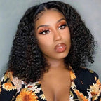 QVR Kinky Curly Short Bob Wigs 13x4 Lace Virgin Human Hair Wigs
