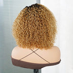 QVR Ombre Ash Blonde Short Cut Curly Wig Glueless Side Part Wig Beginner Friendly