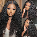 QVR Glueless Pre-cut 13x4 HD Lace Frontal Human Hair Wigs Deep Wave Wear Go Wigs