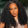 QVR Glueless Pre-cut 4x4 HD Lace Closure Human Hair Wigs Kinky Curly Wear & Go Wigs
