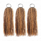 QVR Seamless Small Kinky Curly Feather Crochet Hair Highlight #P4/27 Machine Made Human Hair Extensions