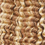 QVR Seamless Small Kinky Curly Feather Crochet Hair Highlight #P4/27 Machine Made Human Hair Extensions
