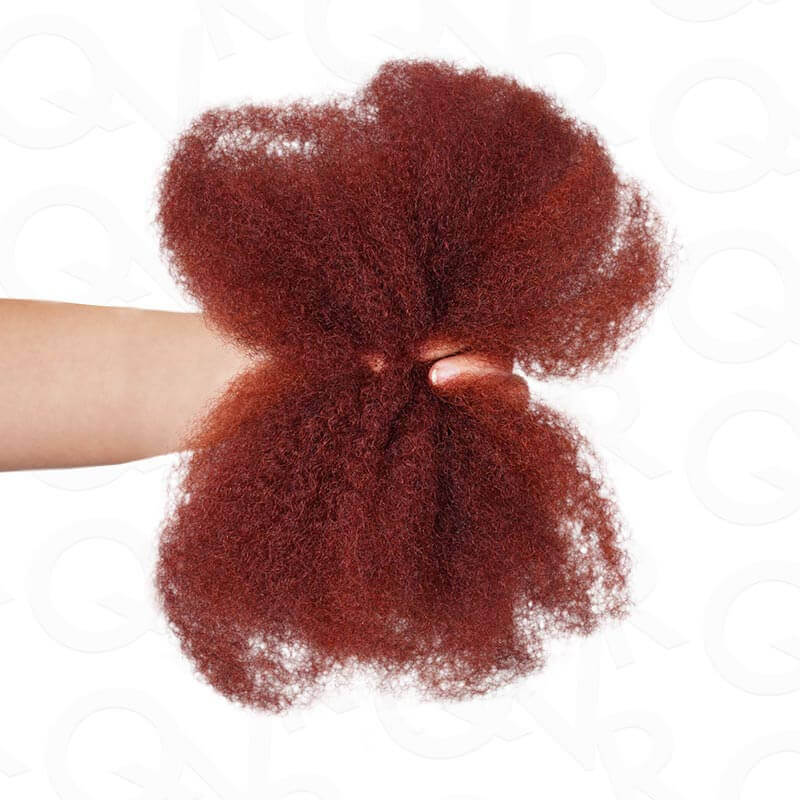 QVR Reddish Brown Color Afro Kinky Bulk Human Hair For Braiding Dreadlock Hair
