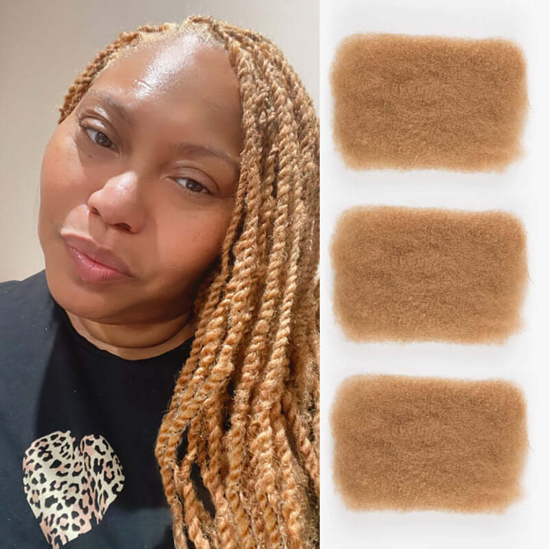 QVR Honey Blonde Color Afro kinky Bulk Hair Extensions For Braiding Dreadlock Human Hair