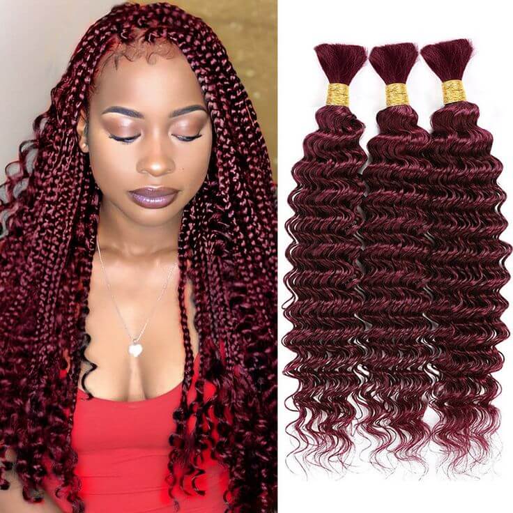 QVR Deep Wave Bulk Hair Extensions for Boho Knotless Braiding