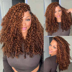 QVR Burmese Curly Feather Crochet Human Hair Highlight #P4/30 Miracle Knots Crochet Weave Hair Extensions