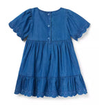 Embroidered Floral Chambray Dress