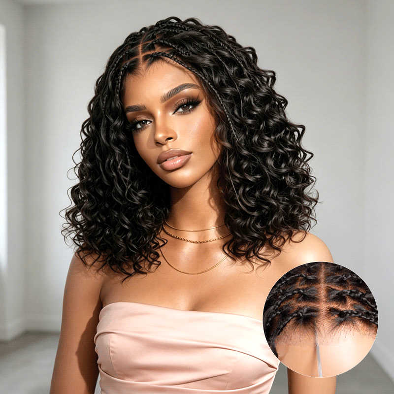 QVR Knotless Boho Braid 5X5 Lace Closure Wig with Braided Top Wear To Go Virgin Human Hair Wigs