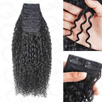 QVR Best 9PCS Weft Clip In Hair Extensions 5PCS Volumizer Ramen Curl Clip In Human Hair