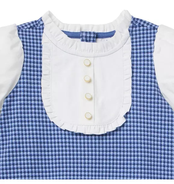 Houndstooth Puff Sleeve Dress
