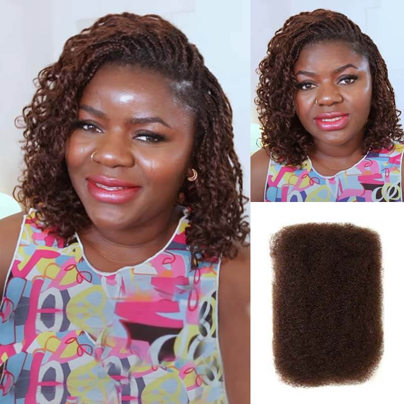 QVR Dark Brown Afro kinky Bulk Hair Extensions For Braiding Dreadlock Human Hair