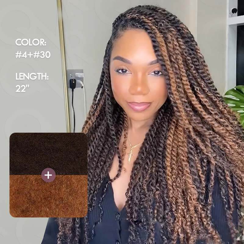 QVR #4+#30 Two Colors Afro Kinky Bulk Human Hair For Braiding DreadLock