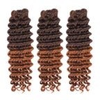 QVR Lightweight T2/30 Color Deep Wave Feather Crochet Braid Human Hair Extensions