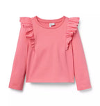 Eyelet Ruffle Shoulder Top