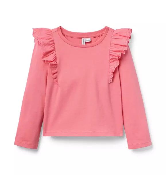 Eyelet Ruffle Shoulder Top