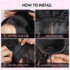 QVR Glueless Twist Curly Half Wig 250% Density Human Hair Wig Wear Go Flip Over Wig