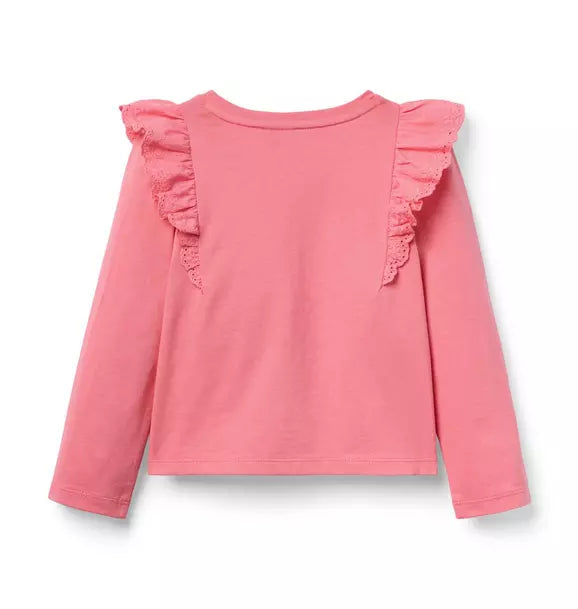 Eyelet Ruffle Shoulder Top