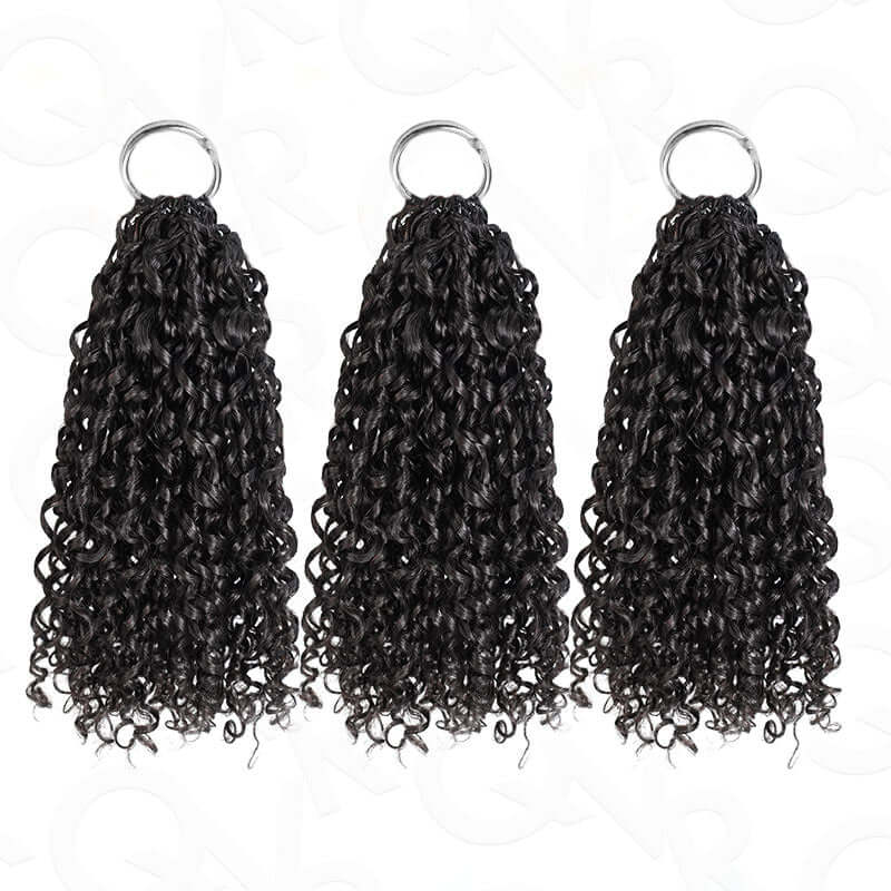 QVR Ramen Curl Crochet Hair Natural Black Machine Made Feather Crochet Human Hair Extension