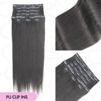 QVR Invisible 9PCS Weft Clip In Hair Extensions 5PCS Volumizer Natural Straight PU Clip In Human Hair