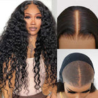 QVR Glueless Water Wave Pre-Bleached 7x5 Lace Wig With Invisible Knots