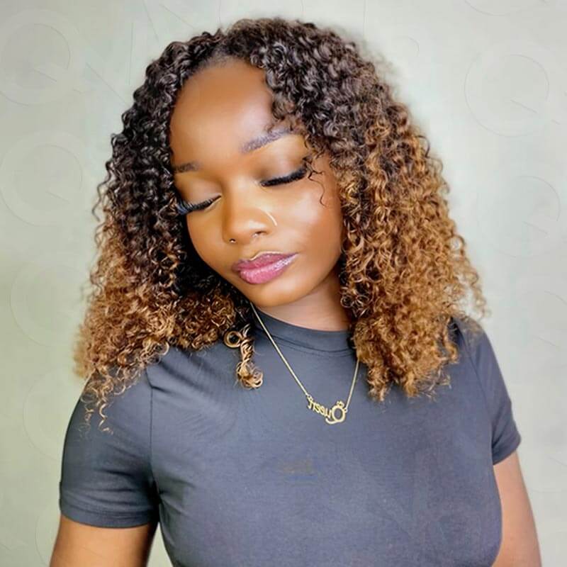 QVR #T2/30 Crochet Hair Small Kinky Curly Machine Made Feather Human Hair Extension