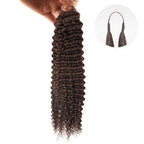 QVR Dark Brown #4 Crochet Hair Small Kinky Curly Machine Made Feather Human Hair Extension