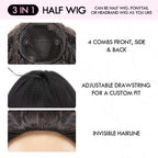 QVR Glueless Twist Curly Half Wig 250% Density Human Hair Wig Wear Go Flip Over Wig
