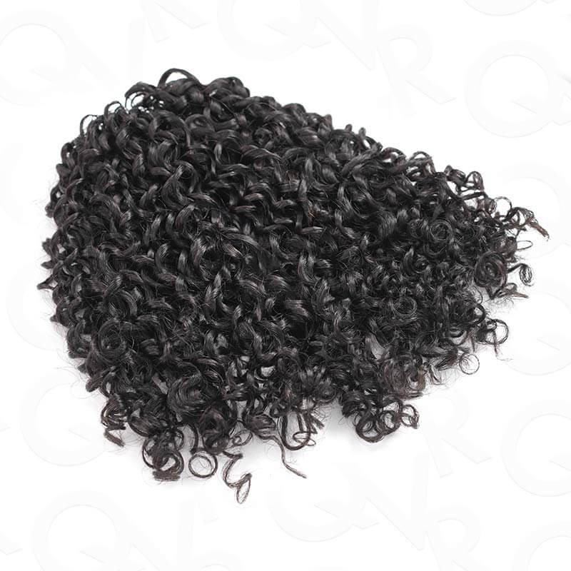 QVR Ramen Curl Crochet Hair Natural Black Machine Made Feather Crochet Human Hair Extension
