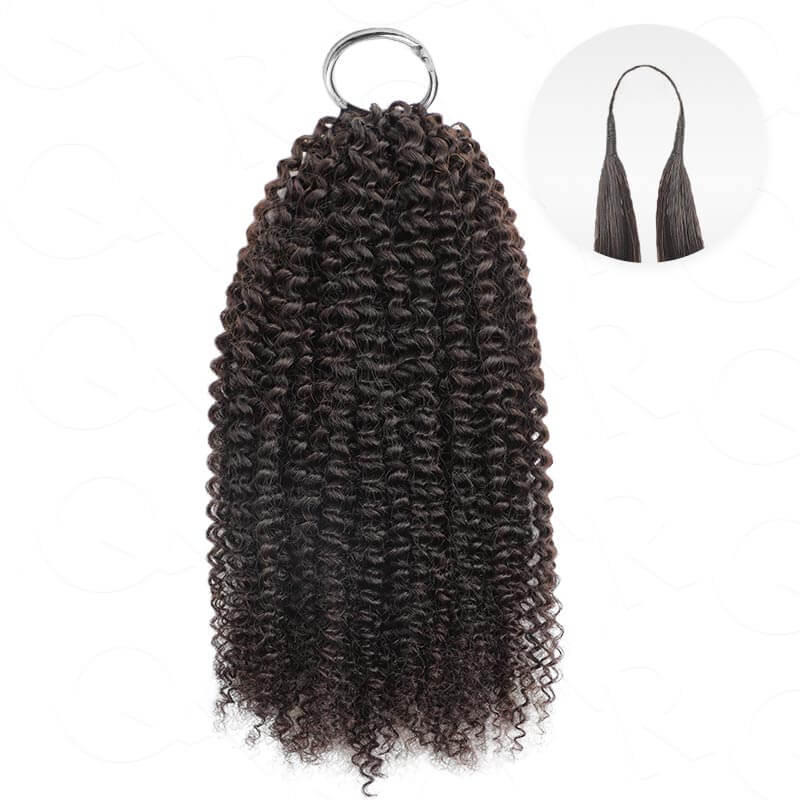 QVR Afro Kinky Curly Crochet Hair Machine Made Natural Black Feather Human Hair Extension