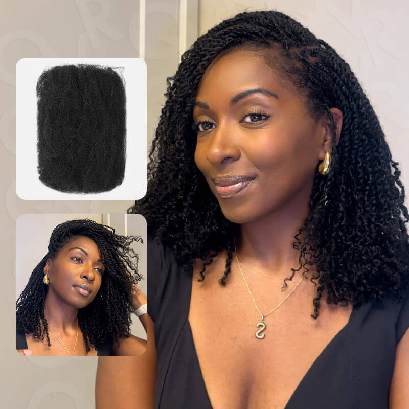 QVR Dark Orange Afro Kinky Bulk Hair Extensions For Braiding Dreadlock Human Hair