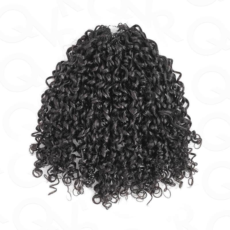 QVR Ramen Curl Crochet Hair Natural Black Machine Made Feather Crochet Human Hair Extension